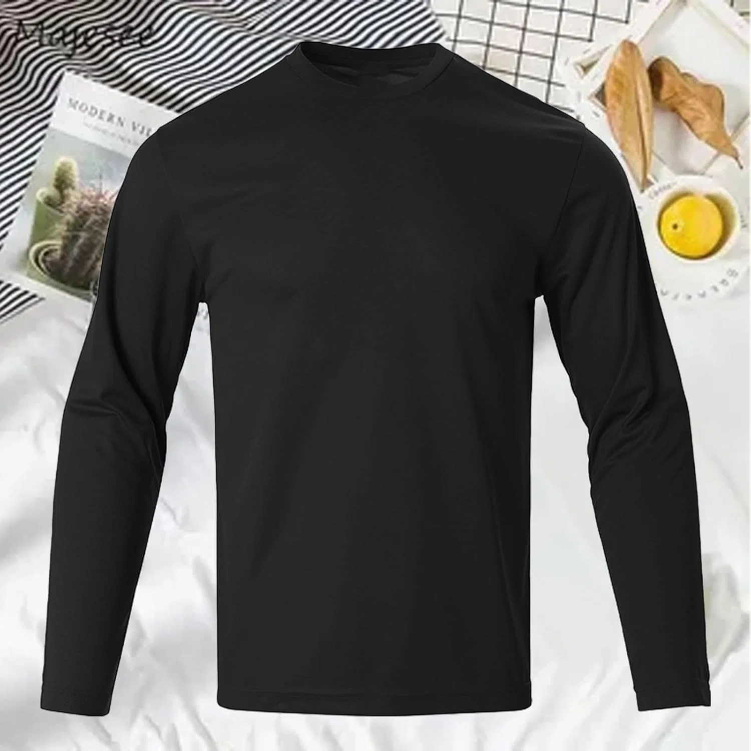 Мужская футболка с длинным рукавом облегающая, Crew Neck — фото 2