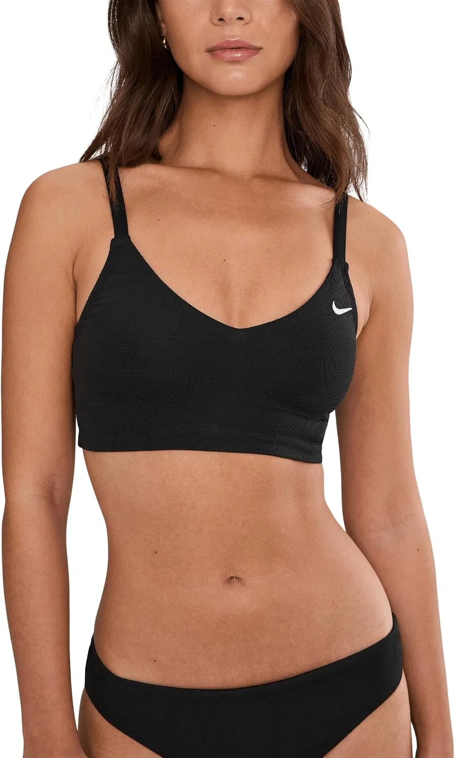 Женский бикини-топ с жаккардовой текстурой Line Wave Nike, Black