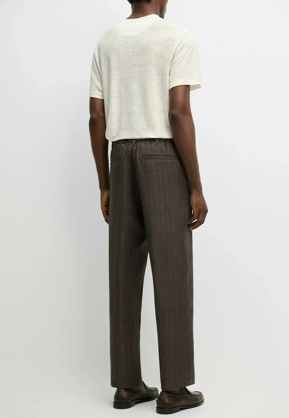 Брюки чинос прямого кроя из 100% льна Massimo Dutti, Dark Brown — фото 3