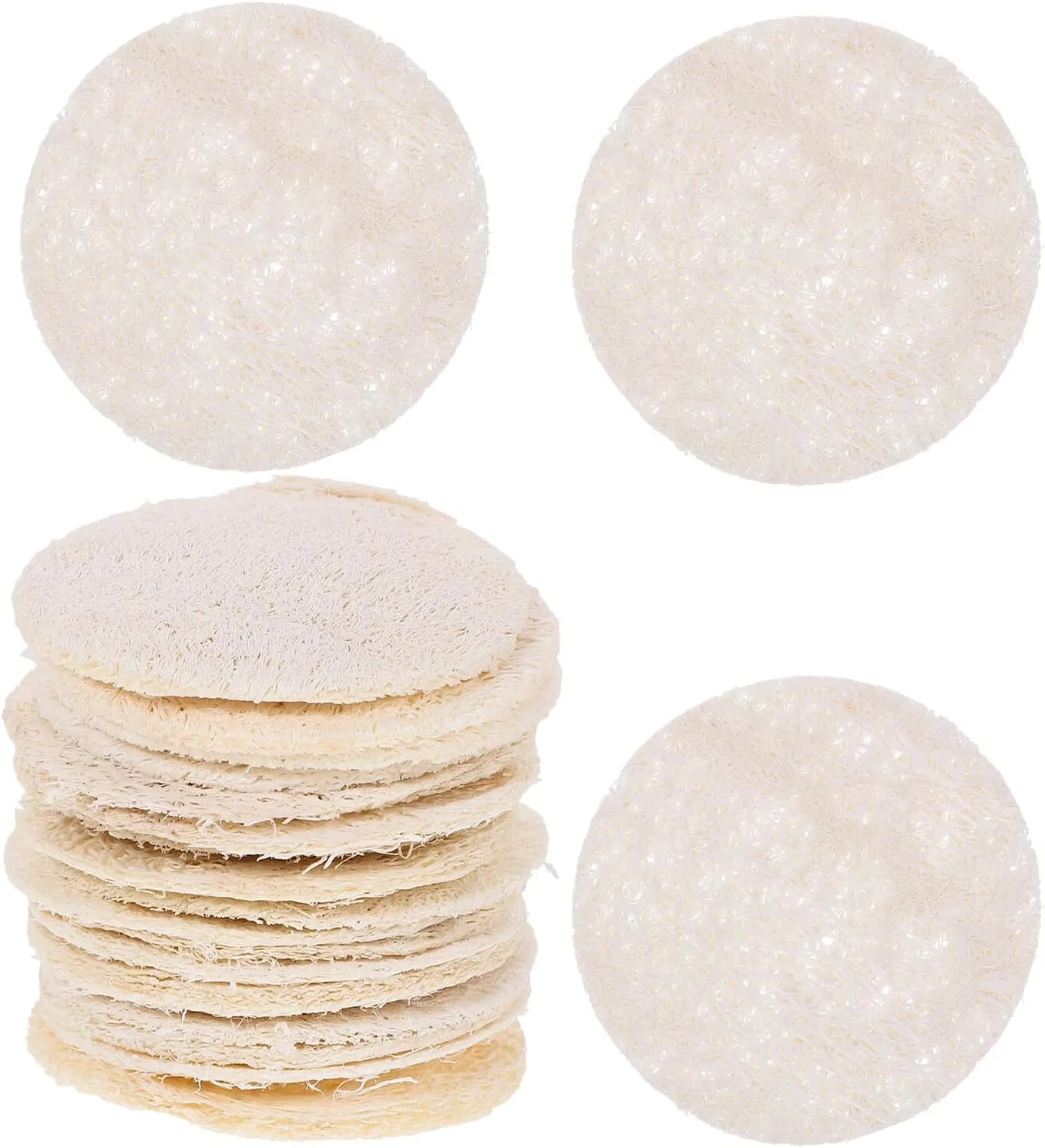 Набор люффа-спонжей для лица, PLAFOPE, 30 шт, 6x6x0.3 см, Beige