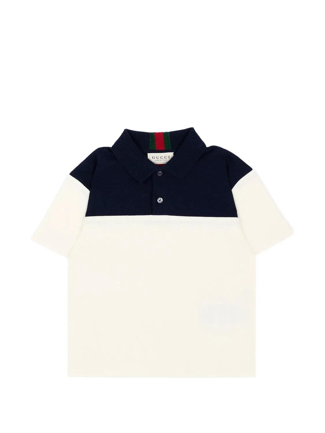 Рубашка поло в стиле колор-блок с отделкой Web Gucci Kids, нейтральные цвета