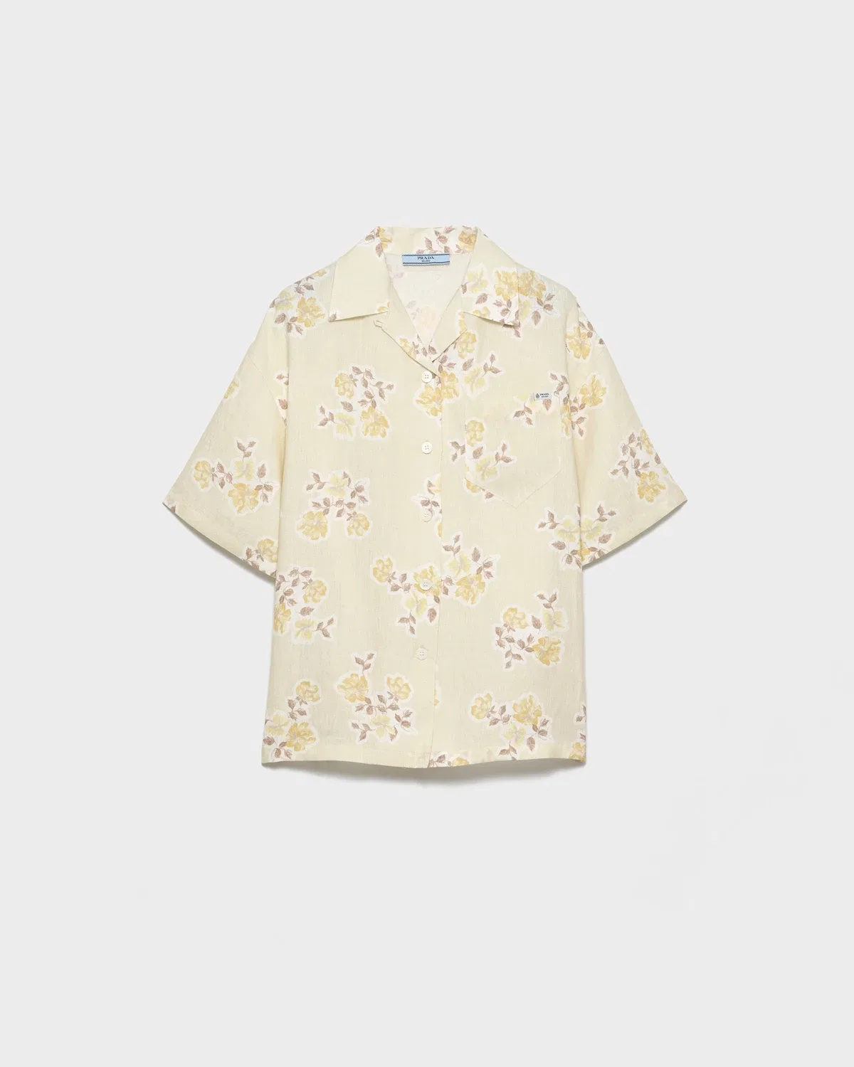 Рубашка с коротким рукавом Floral Print Old Linen Prada, бежевый
