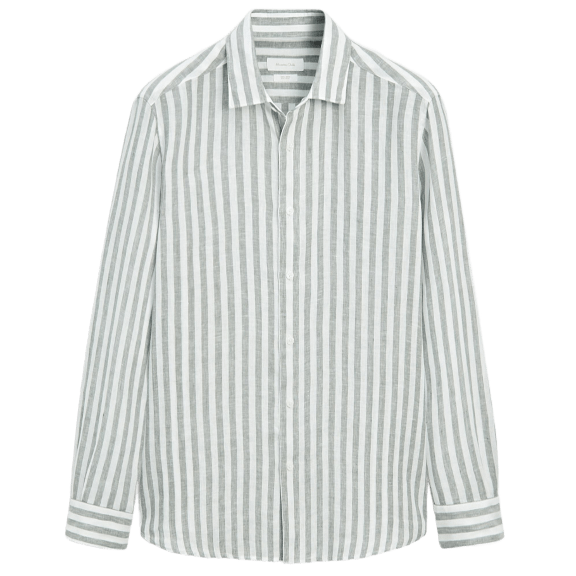 

Рубашка Massimo Dutti Slim fit striped 100% linen, зеленый