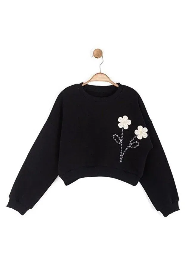 Детские свитшот для девочек хлопковый Zekids, Black — фото 4