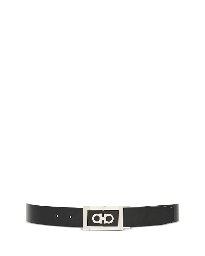 

Мужской двусторонний кожаный ремень Double Gancini Ferragamo, черный