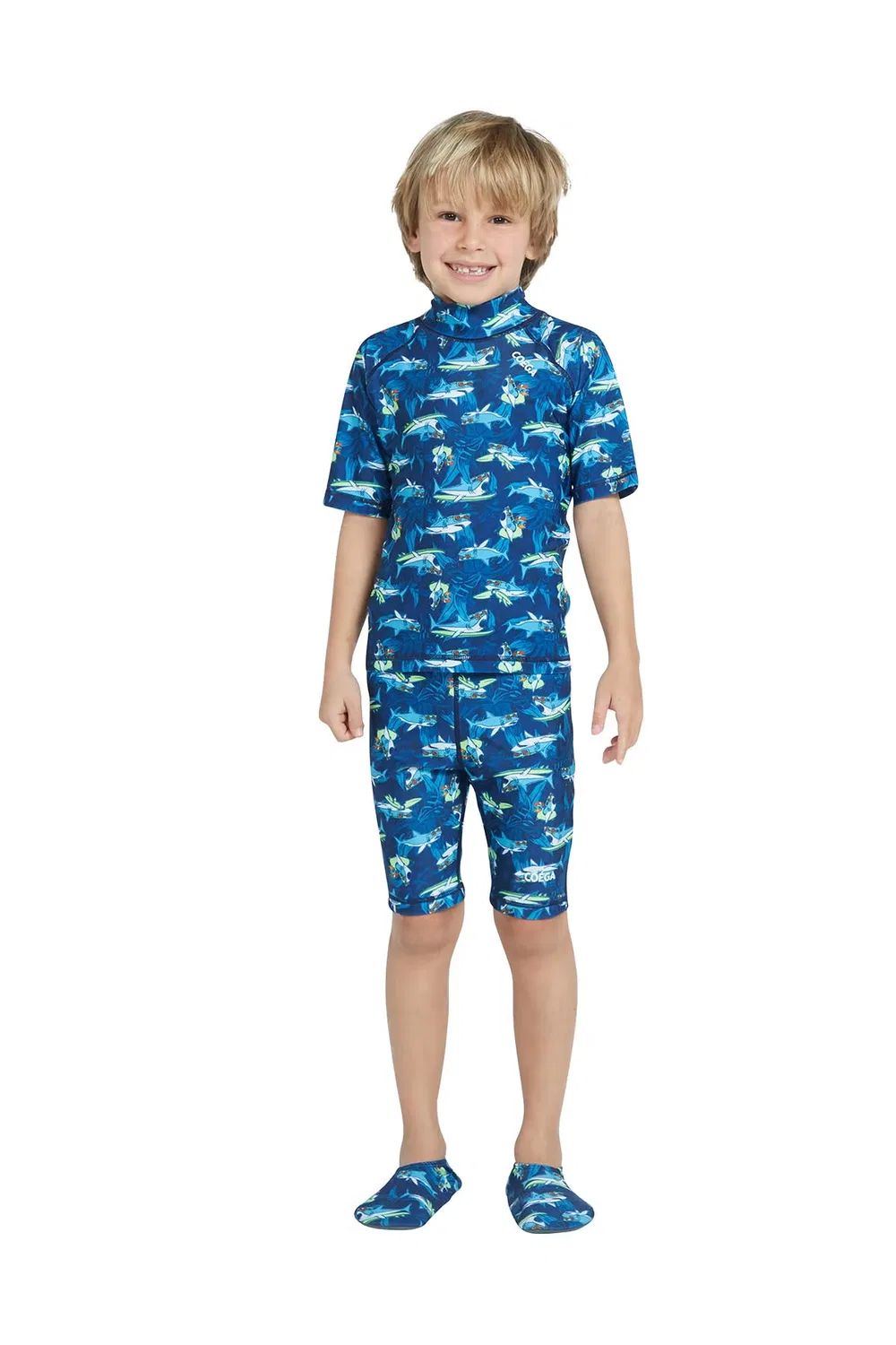 Плавки детские с принтом акул Coega Sunwear, темно-синий — фото 4
