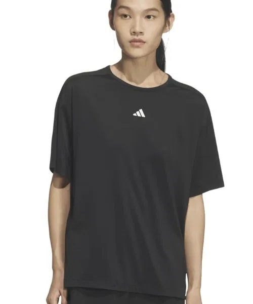 Женская футболка с коротким рукавом свободного кроя Adidas Training Essentials Plus, Черный
