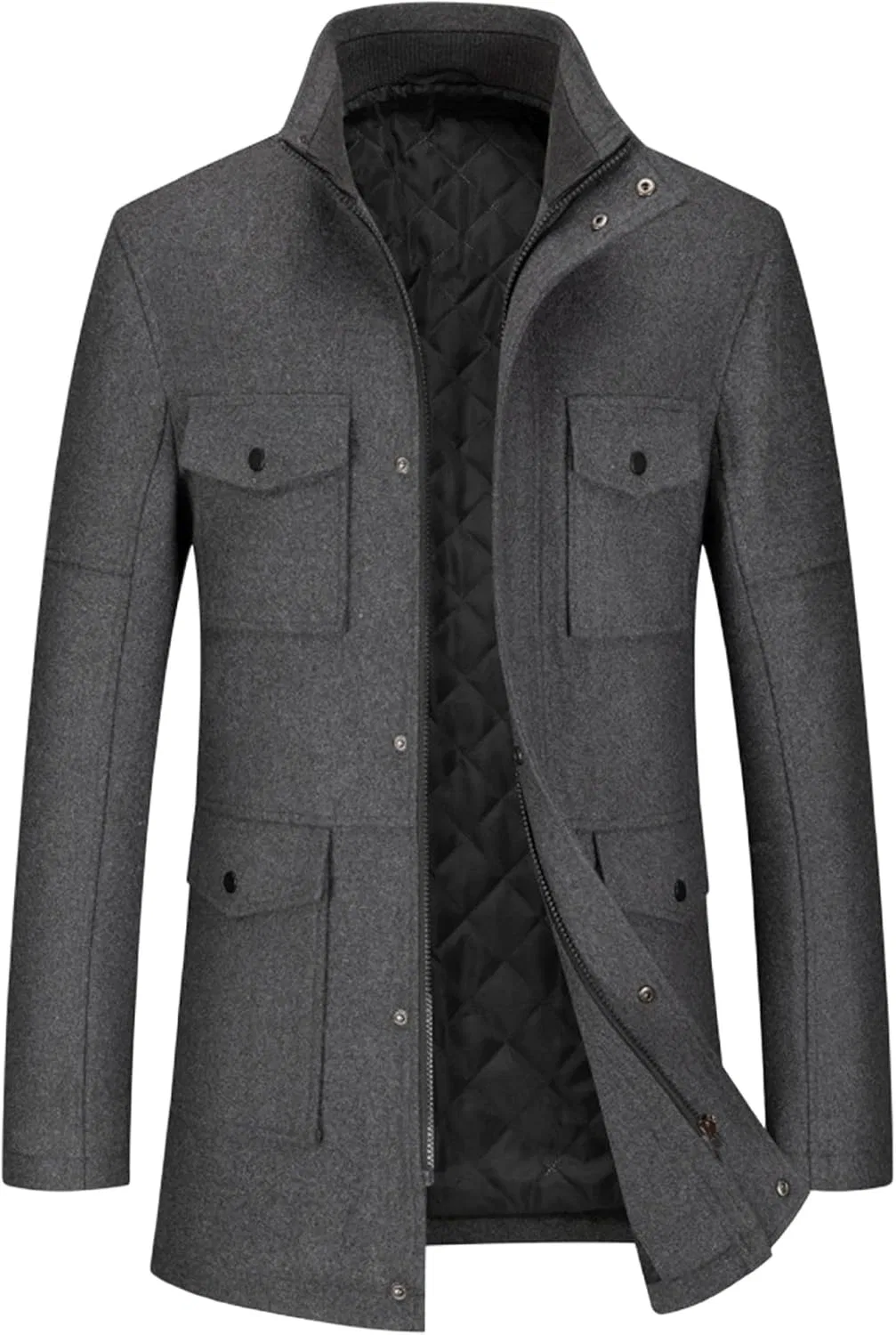Мужское пальто-тренч с поясом, Slim Fit, серый
