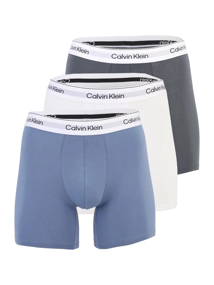 Боксерские шорты Calvin Klein в пыльно-голубом, антрацитовом и белом цветах