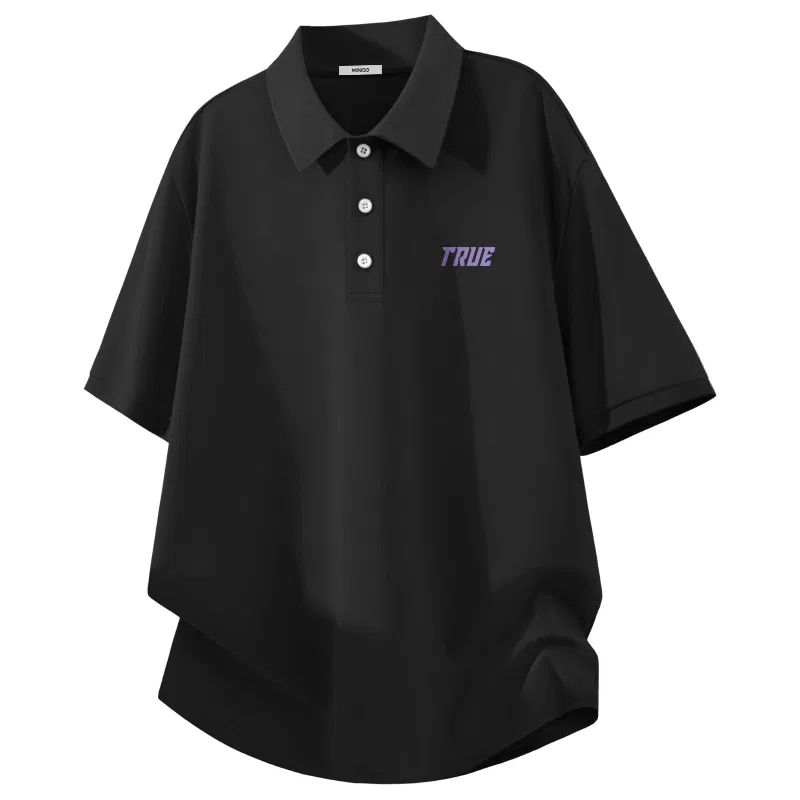 Детское поло с быстросохнущим материалом, модель Mystic Purple Future Chest Logo, MINISO, Quick Dry Breathable Black