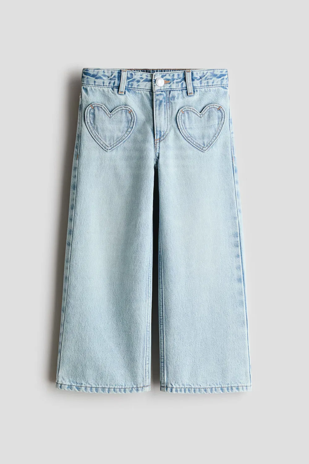 Широкие джинсы с декоративными элементами H&M, Helles Denimblau — фото 4