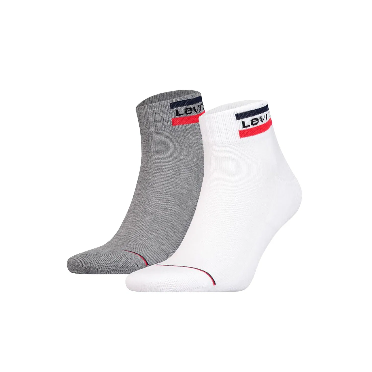 Мужские короткие носки с логотипом Levi's, White/Gray