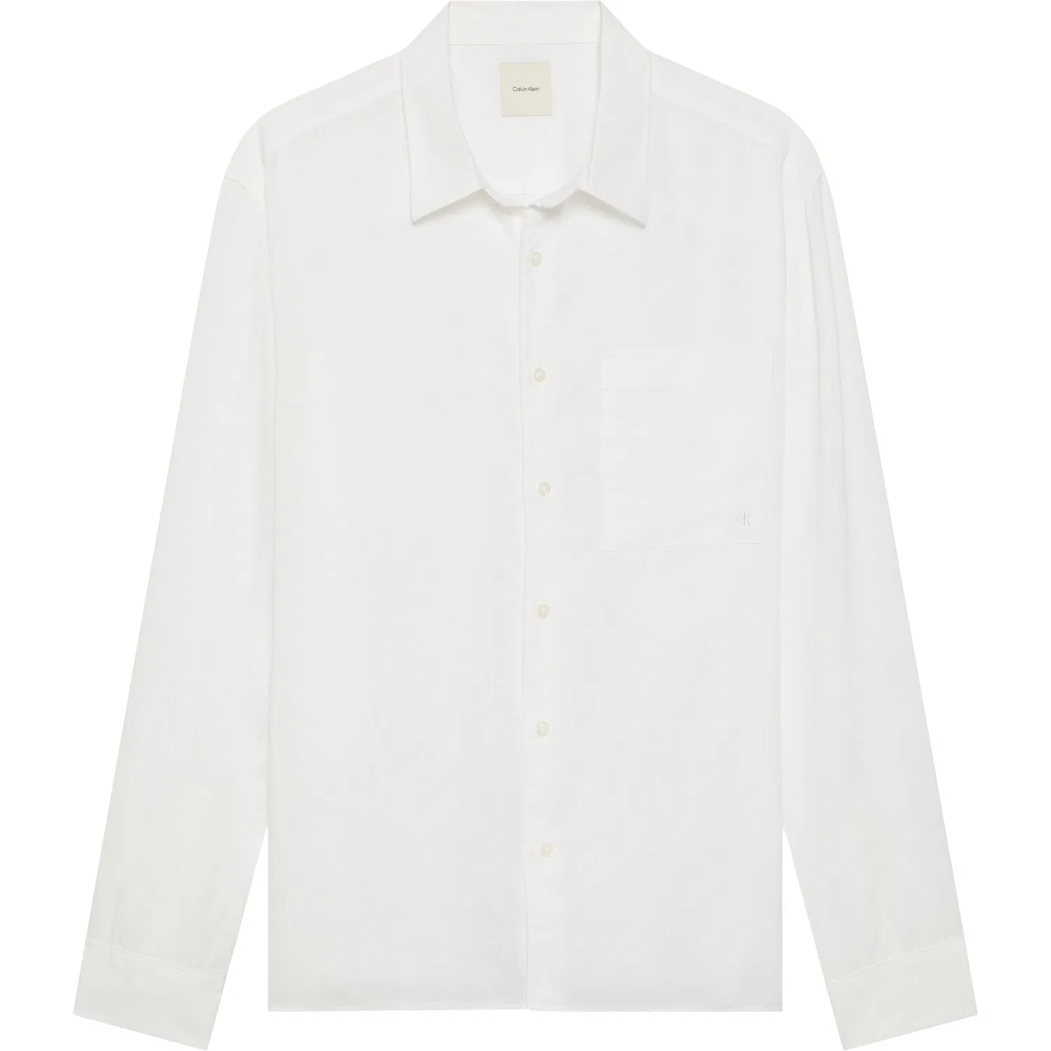 Мужская льняная рубашка свободного кроя Calvin Klein, Brilliant White — фото 3