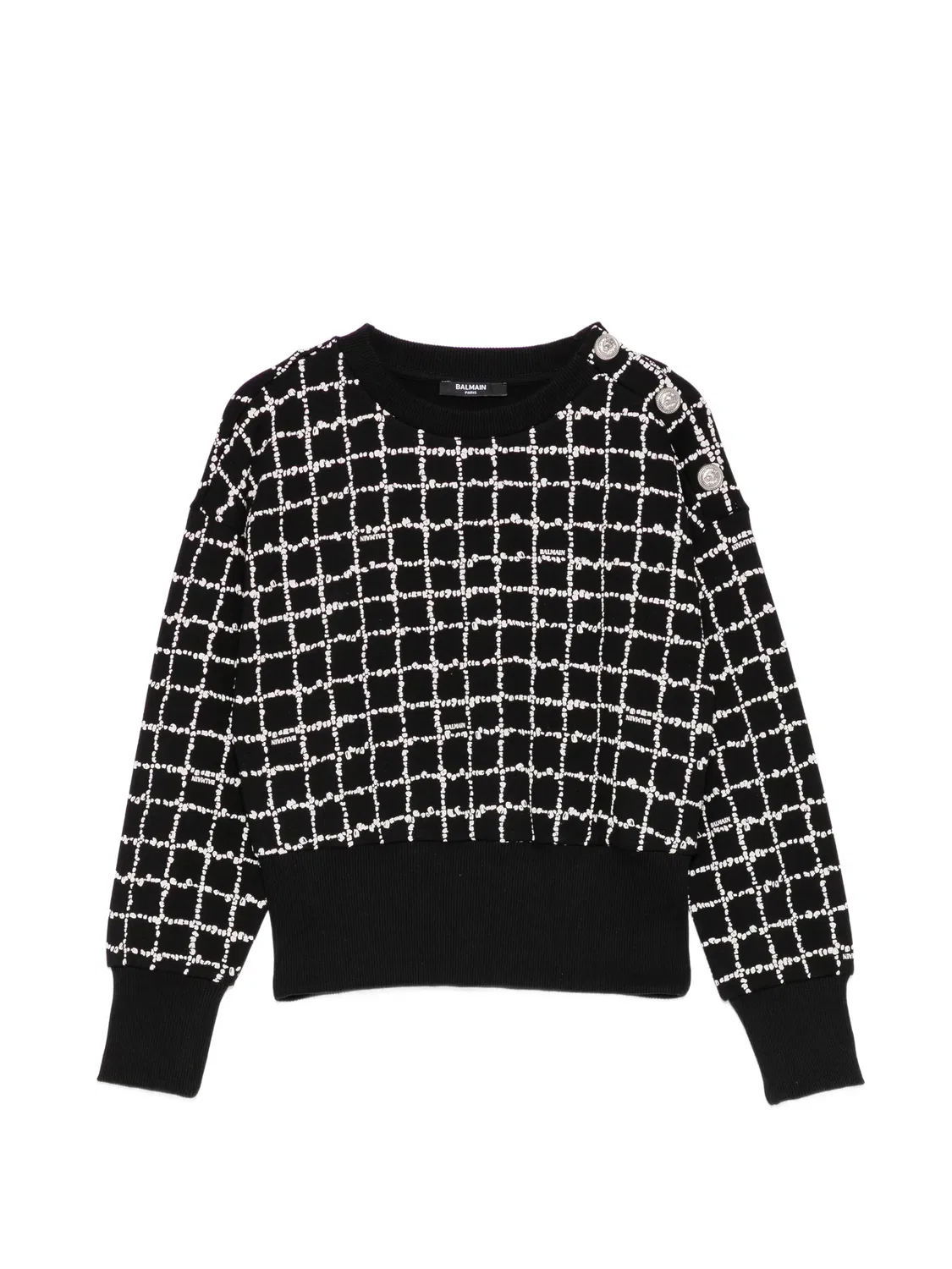Клетчатая толстовка Balmain Kids, черный