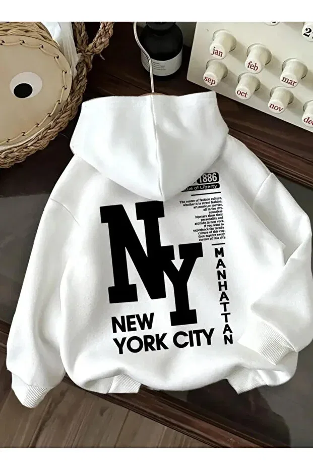 Детское худи для девочек с принтом Sportswear Baxia, White