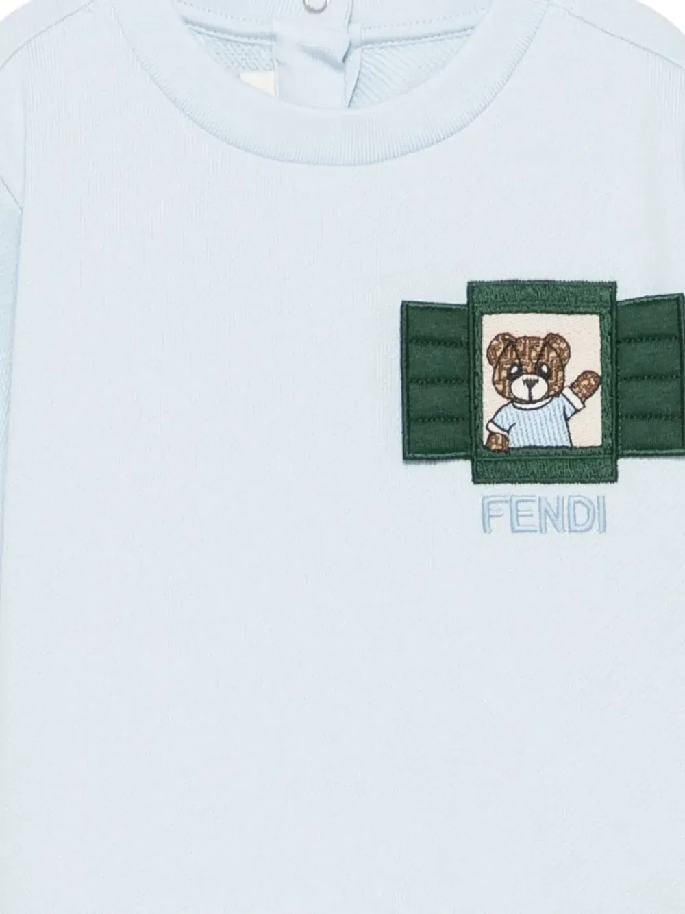 Свитшот с нашивкой в виде плюшевого мишки Fendi Kids, синий — фото 3