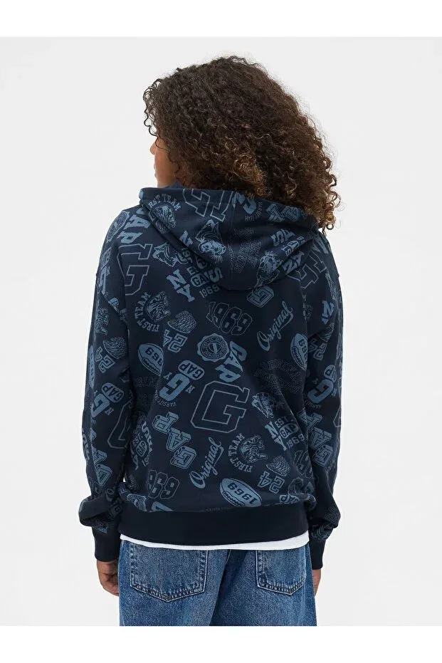 Детское худи для мальчиков с принтом Relaxed Fit Gap, Navy Blue-001 — фото 4