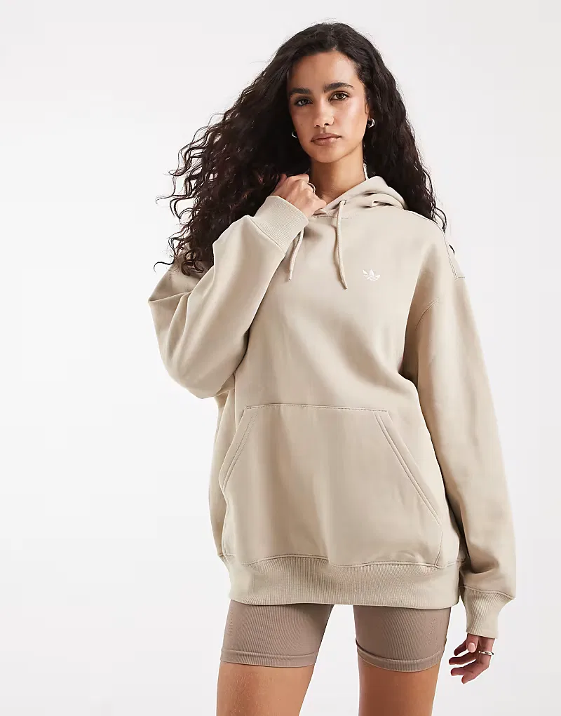 Толстовка Adidas Originals Essentials оверсайз из флиса хаки, три — фото 3