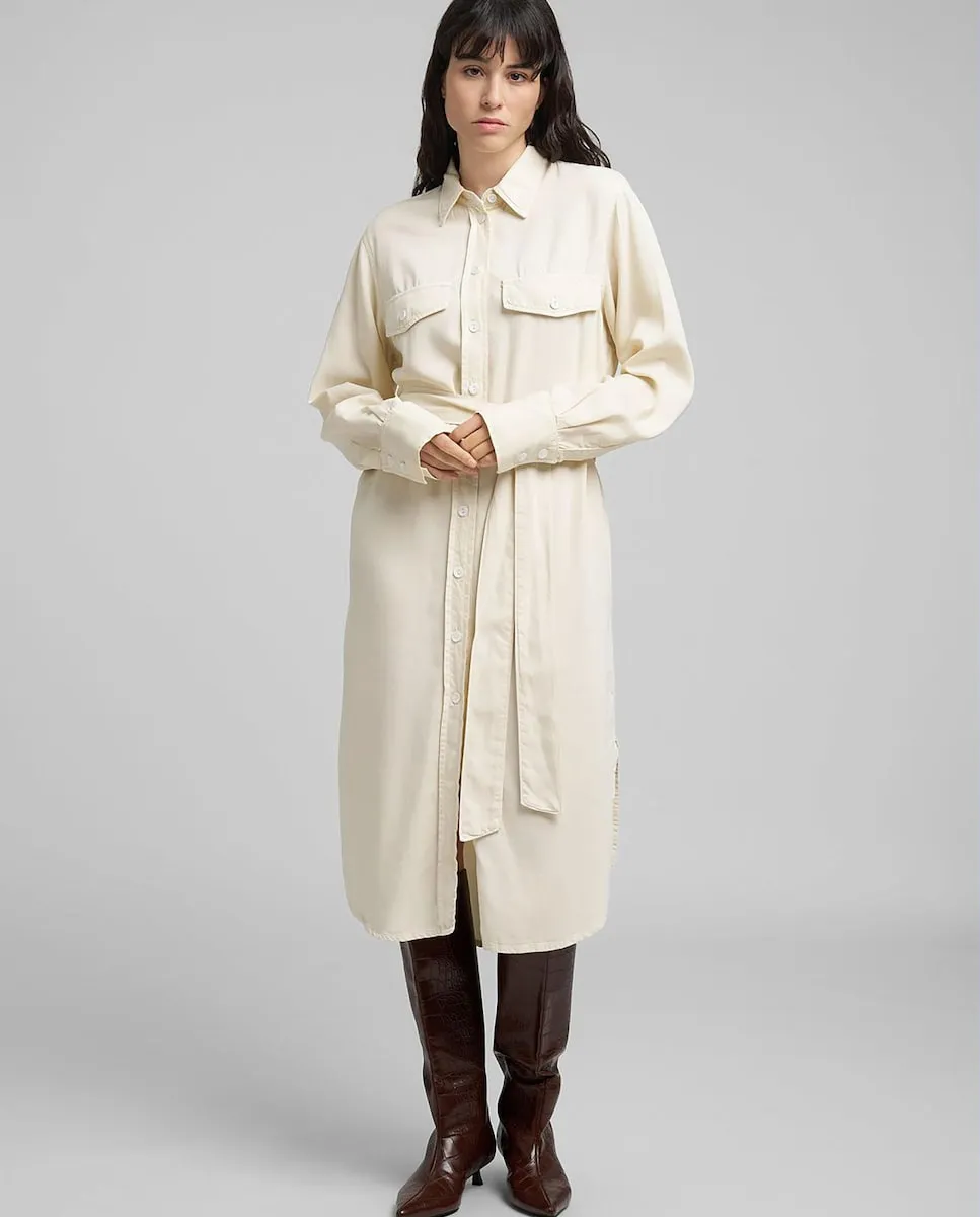 

Миди-платье в стиле рубашки с длинными рукавами Replay, светло-бежевый