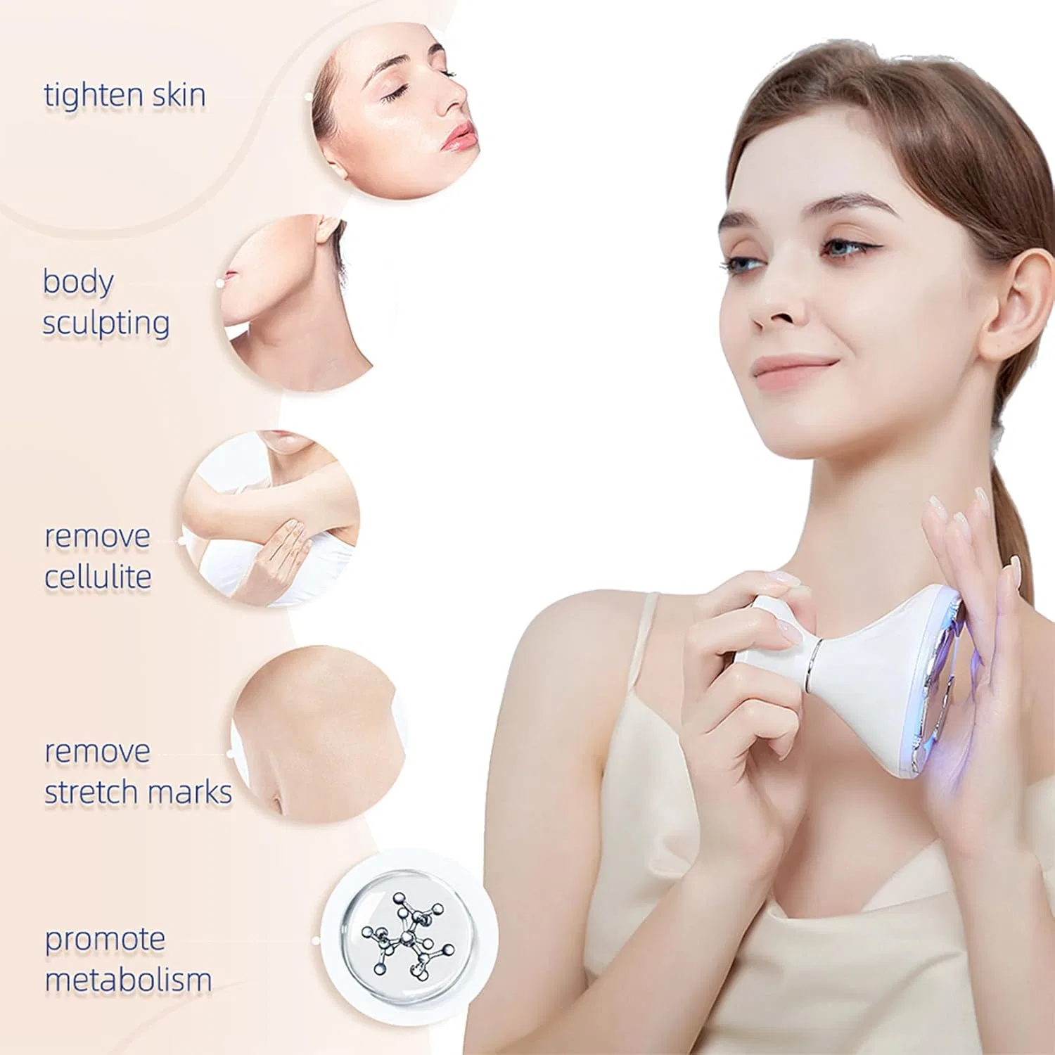 Массажер для тела Cellulite Slimming Machine, OPSREY, RF+EMS+УЗ+LED, 248 г, 92x92x84 мм — фото 2