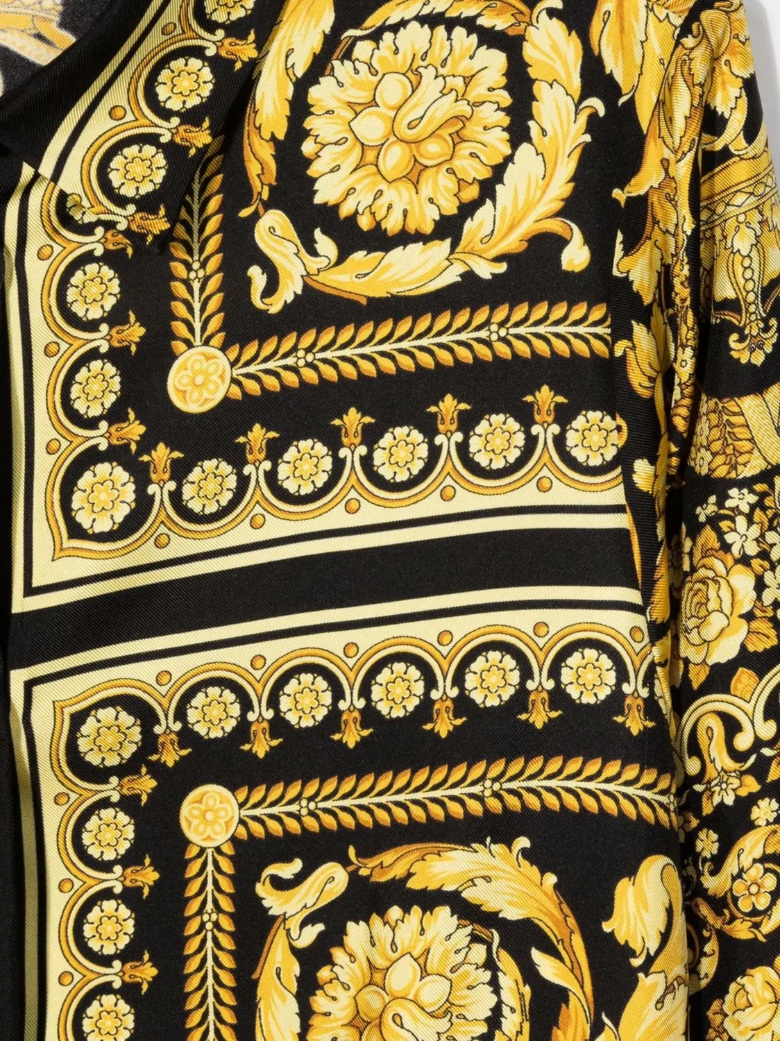 Платье из шелка с принтом Barocco для девочек Versace, черный — фото 2