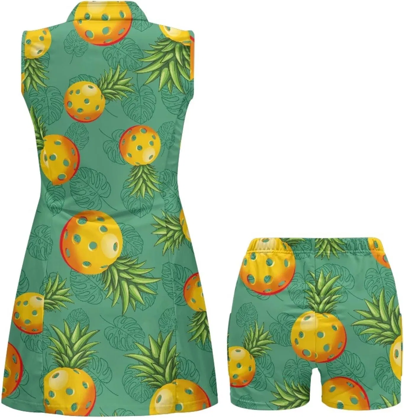 Женское теннисное платье с принтом мячей, с шортами и карманами, Pineapple Pickleball — фото 4