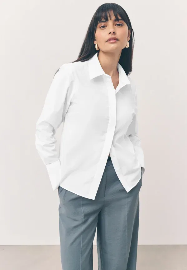 Блуза из полиэстера, хлопка и эластана Regular fit - stretch essential long sleeve 2 pack Next, белый — фото 3