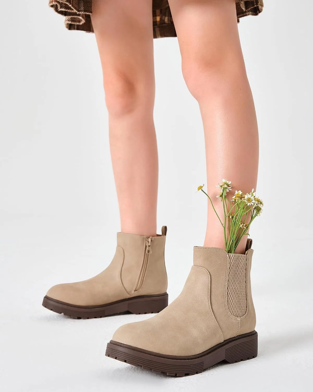Детские ботинки на тракторной подошве с боковой молнией Coutgo, Khaki — фото 4