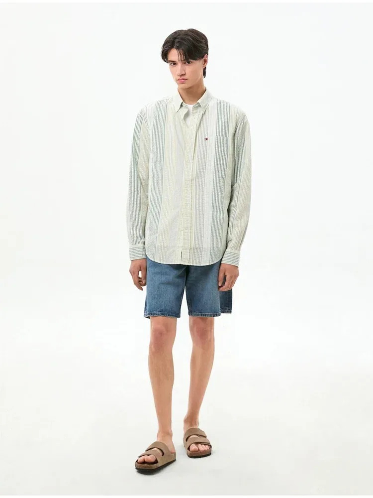 Рубашка с коротким рукавом Regular Fit, мульти-полоска TOMMY HILFIGER, Lime Green — фото 2