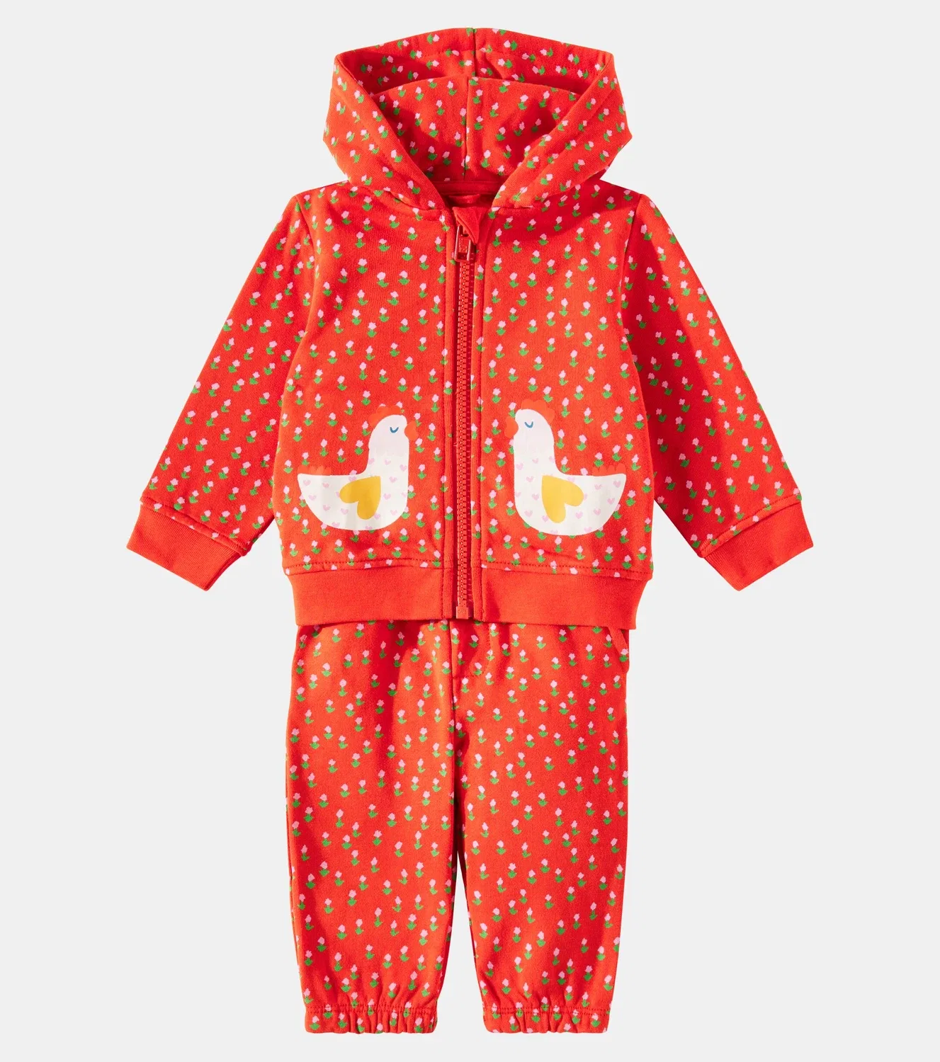 Комплект хлопковый с цветочным принтом Stella Mccartney Kids, красный — фото 2