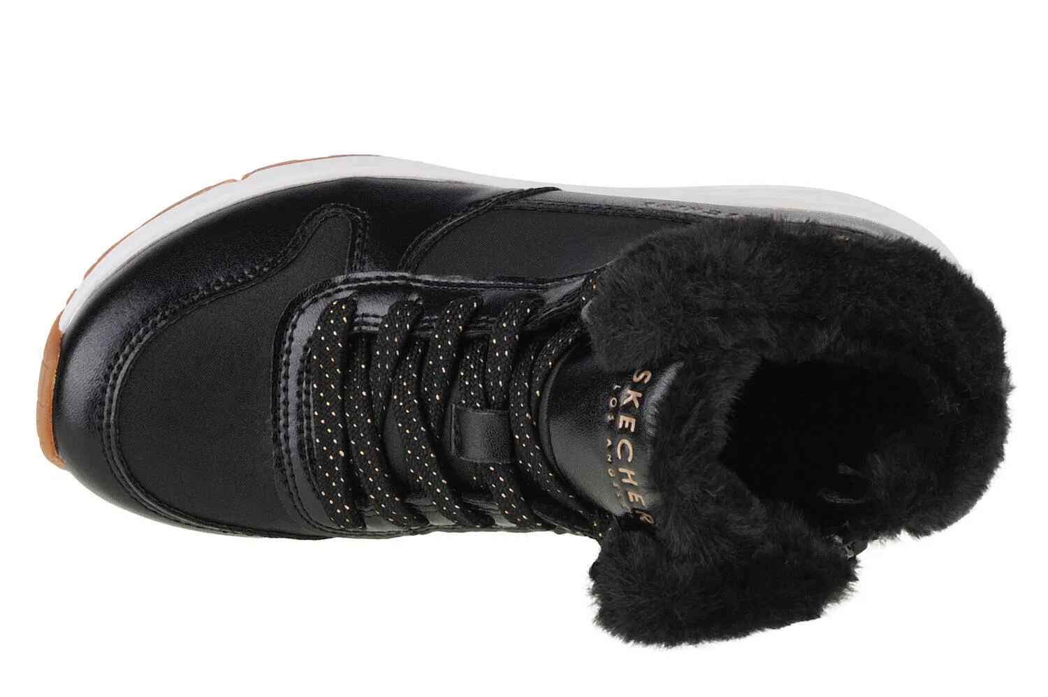 Детские зимние ботинки-сникеры с принтом UNO Cozy On Air Skechers, Schwarz — фото 3