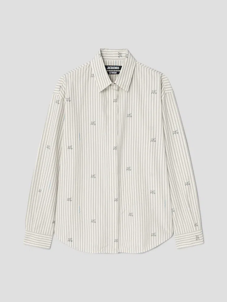 Рубашка с жаккардовым узором La Chemise Simon Ml JACQUEMUS, Silver