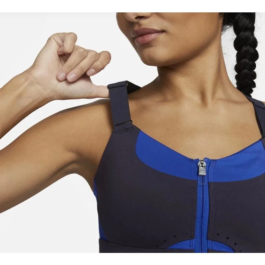 Спортивный бюстгальтер с высокой поддержкой и поролоновыми чашками Dri-Fit Alpha Nike, Синий — фото 4