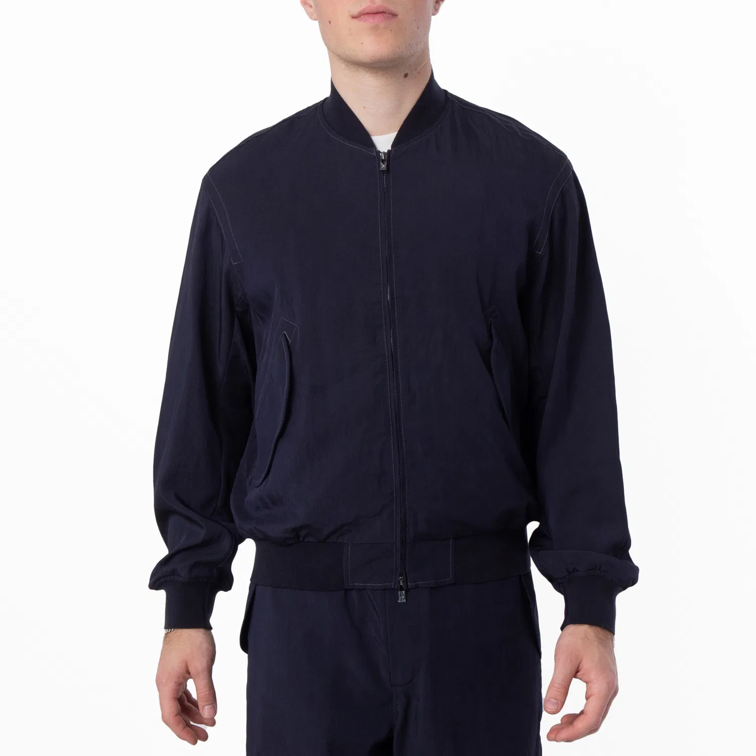 Куртка-бомбер из вискозы и нейлона Emporio Armani, Iconico 0920 Blu Navy Ea