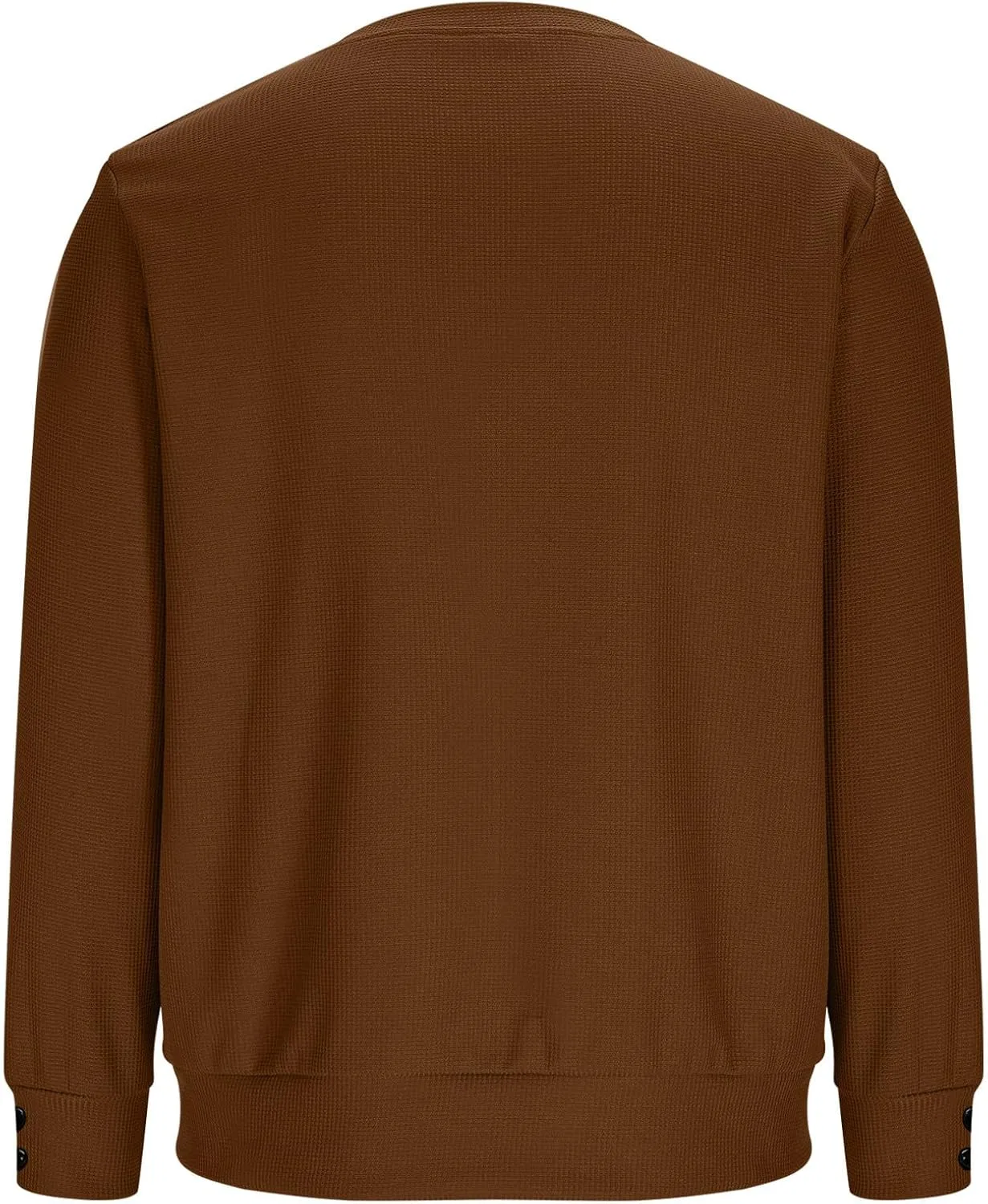 Мужская футболка с длинным рукавом хенли из вафли, Khaki — фото 4