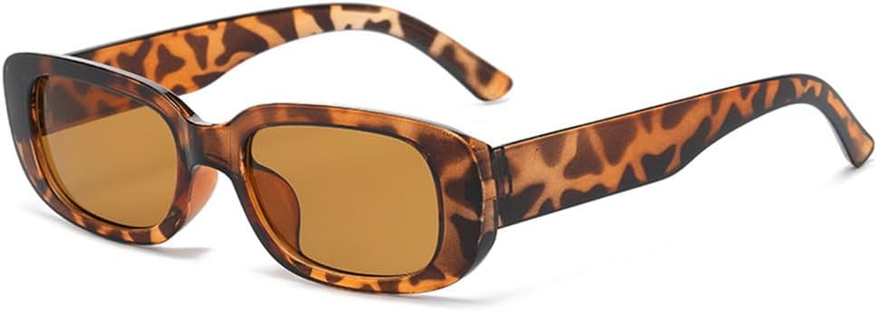 

Прямоугольные модные солнцезащитные очки для женщин и мужчин в стиле ретро-винтаж с защитой от УФ-излучения UV400, идеально подходящие для летнего отдыха на пляже и путешествий generic, Leopard Brown
