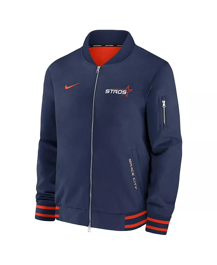 Мужская синяя бомбер с полной застежкой-молнией Houston Astros 2025 City Connect из коллекции Authentic Collection Nike — фото 2