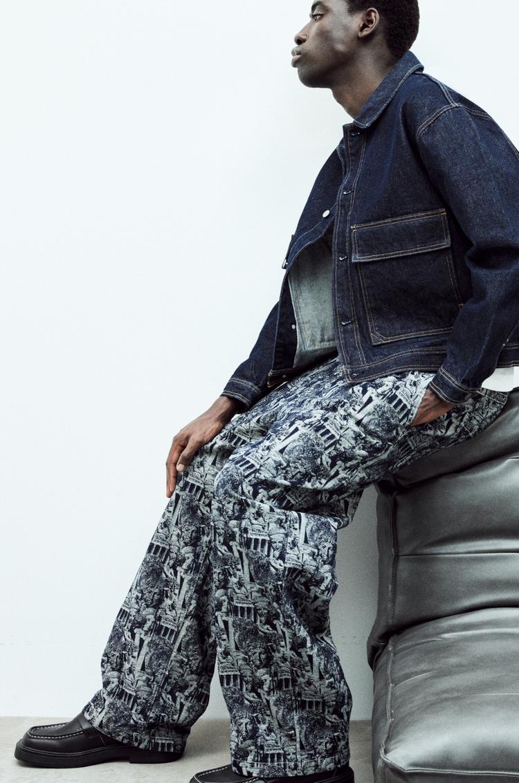 

Мешковатые жаккардовые джинсы Pull And Bear, индиго