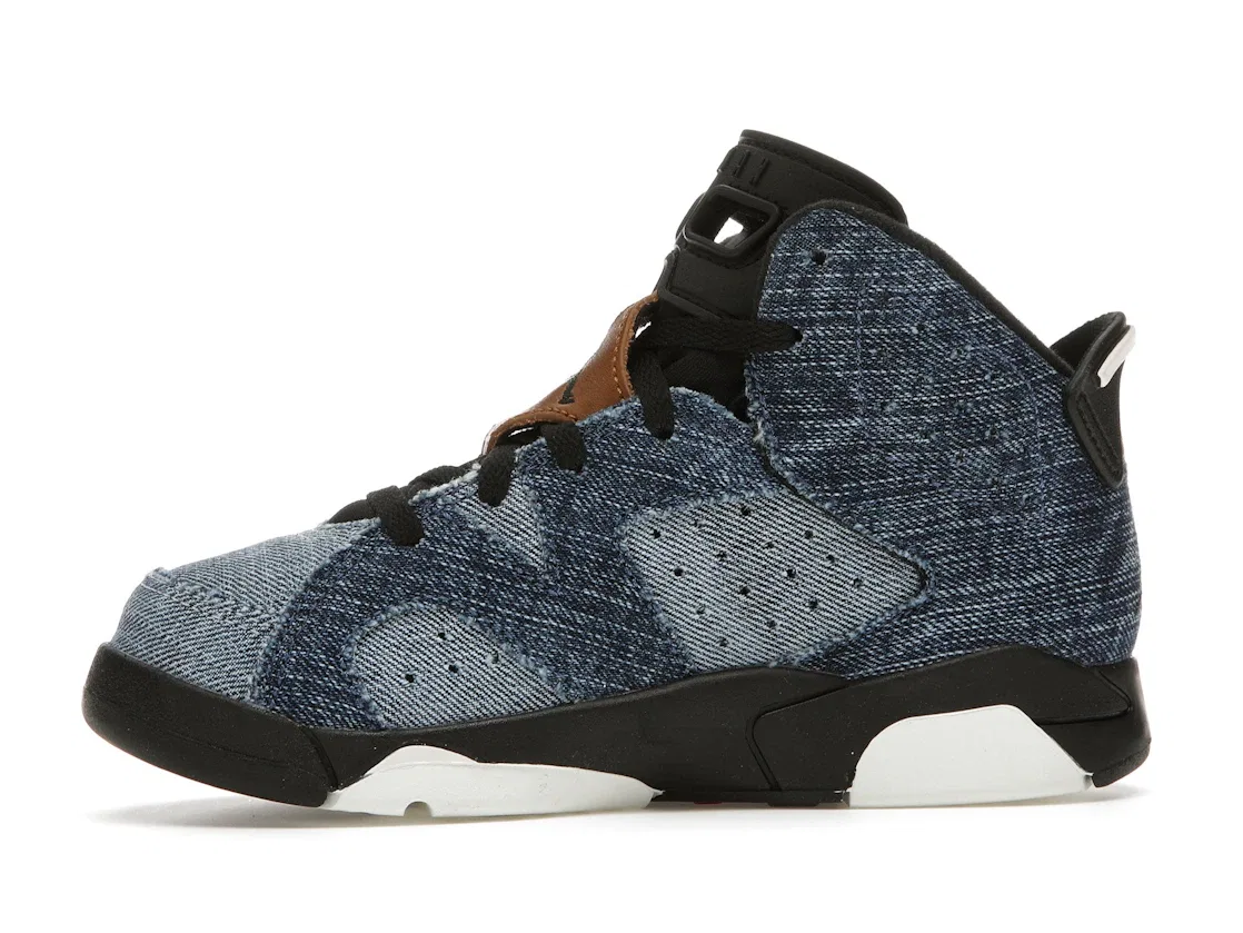 Детские кроссовки с принтом Jordan 6 Retro Jordan, Washed Denim/Sail-Varsity Red-Black — фото 3