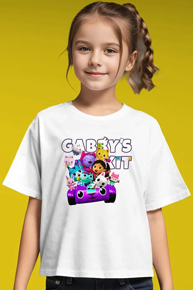 Детская футболка для мальчиков с принтом Gabbys kit pattern Store, White