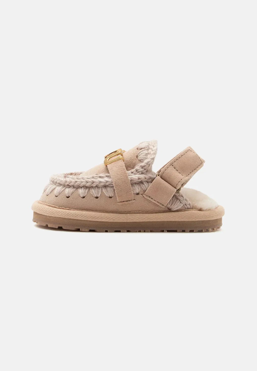 Детские тапочки с буквенным логотипом на задней части Mou, Rose/Beige