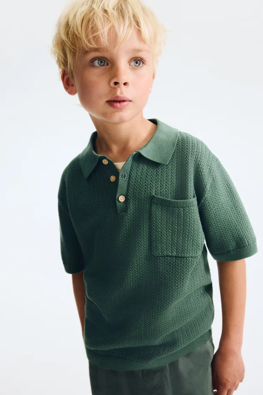 Хлопковая рубашка поло H&M, Dunkelgrün