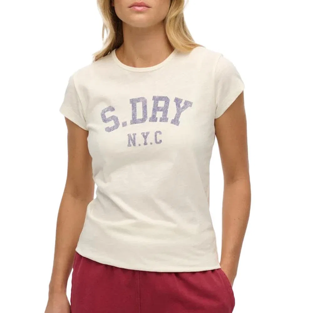 Женская футболка с круглым вырезом Athletic Superdry, Beige — фото 2