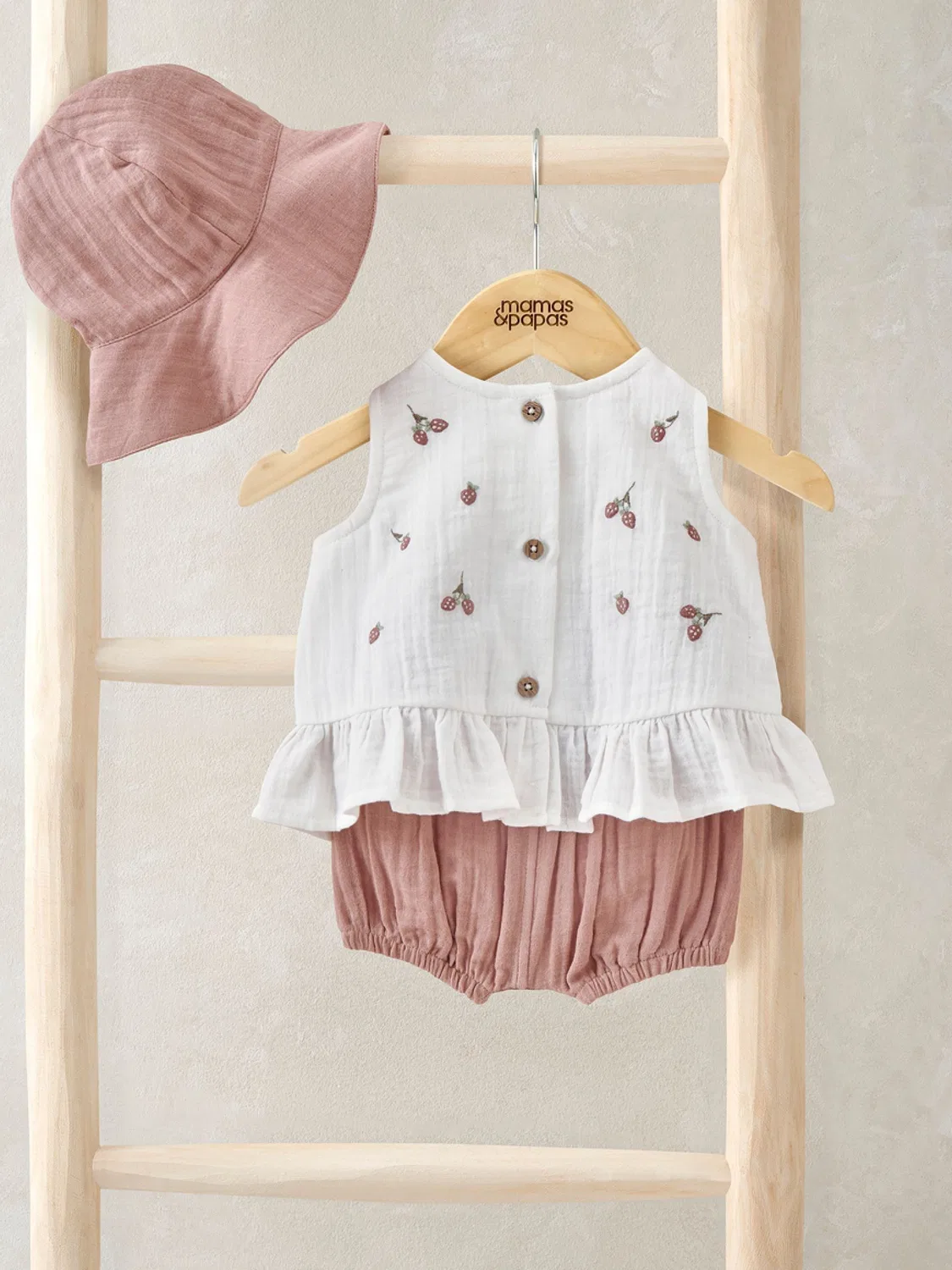 Комплект из топа, шорт и панамы Mamas & Papas, розовый