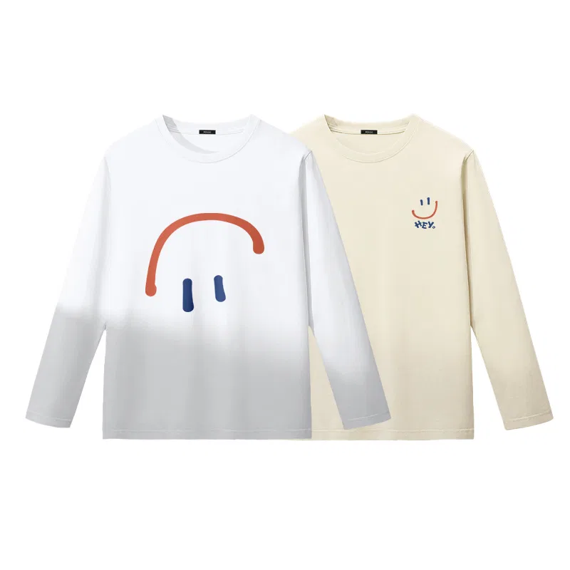 Детская футболка с принтом MINISO, Белый (Ma Diantian Smile)+Светло-Бежевый (Ma Diantian Smile Chest Logo)