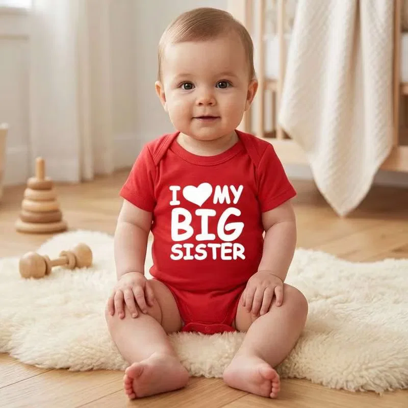 Боди-комбинезон с принтом I Love My Big Sister Matching Family Outfits, красный — фото 2