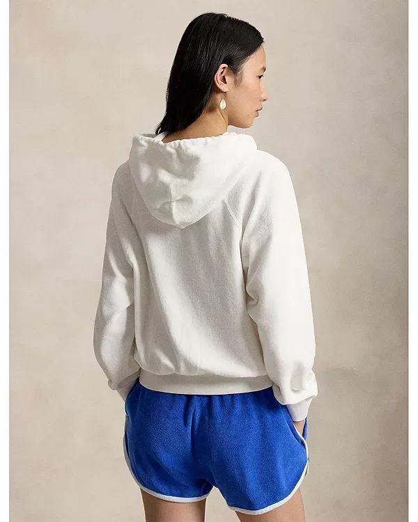 Женское худи с принтом Shrunken Fit Polo Bear Terry Hoodie Ralph Lauren, белый — фото 3