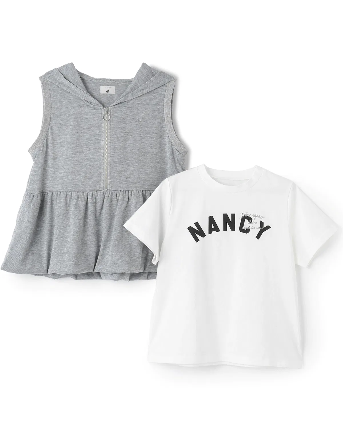 Детский комплект из худи и футболки с принтом, модель AMI, pom ponette junior, Black — фото 3