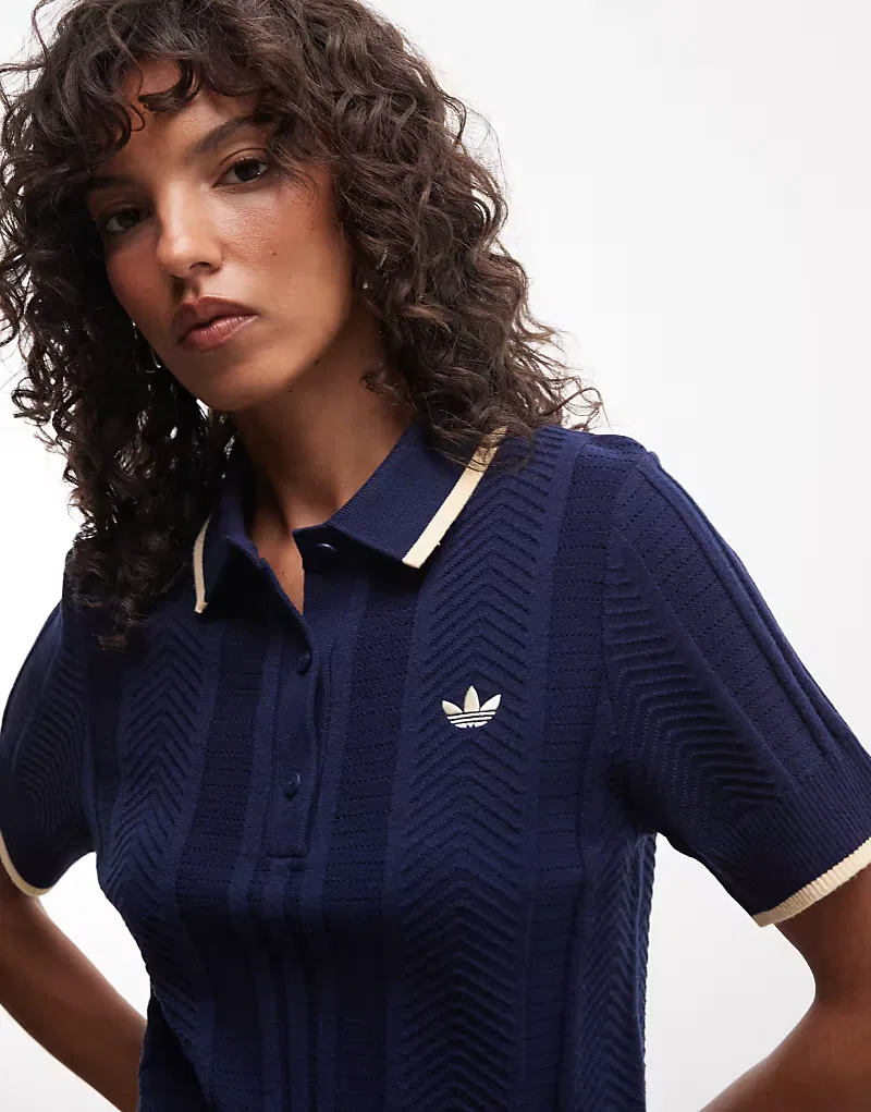 Поло Adidas Originals крупной вязки, темно-синий