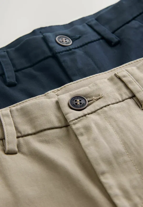 Брюки из хлопка с эластаном Regular fit - stretch chino 2 pack - chinos Next Navy, Stone, темно-синий — фото 4